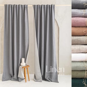 Extra Wide Blackout Lined Linen Curtain for Bedroom, Living Room. Darkening Curtain with Back Tabs. Blackout Curtain for Track - 1 Drape