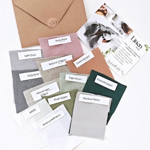 Linen fabric samples, set of all colors, linen swatches for shower curtain, bedroom curtains, tablecloths, couch covers, linen gifts and etc