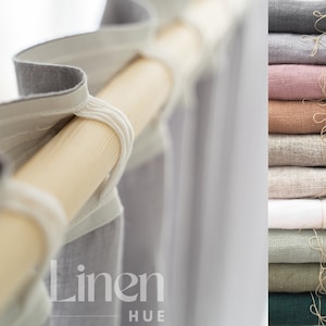 Linen Curtain Panels, Set Of 2 Curtains, Back Tab Curtains, Extra Long Linen Drapes, Living Room Curtains, Bedroom Drapes, Custom Curtains