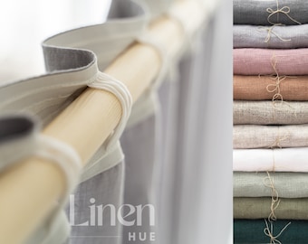 Linen Curtain Panels, Set Of 2 Curtains, Back Tab Curtains, Extra Long Linen Drapes, Living Room Curtains, Bedroom Drapes, Custom Curtains