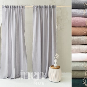 Leinenvorhänge mit hinteren Laschen | 2er Set Leinenpanele | Leinen Paneele | Schlafzimmer Vorhänge | Individuelle Vorhänge | Leinen Vorhänge