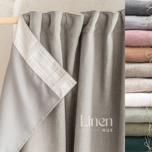 Linen blackout curtain, blackout drape, custom blackout curtain, natural darkening window curtain, long lined curtain drapery - 1 Panel