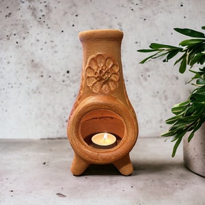 Mini Tea Light Mexican Chiminea, Tabletop Mini Chimenea, Insense and Palo Santo burner, Mini Clay Chiminea