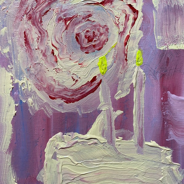 Modern Abstract Art Cake &Rose painting