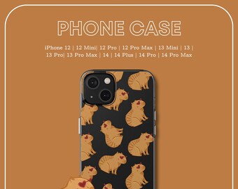 Clear Silicone Phone Case with Capybara for iPhone 12 | Mini | 12 Pro | Max | 13 | Mini | 13 Pro | 13 Max | 14 | 14 Plus | 14 Pro | 14 Max