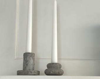 Handmade Concrete Taper Candlestick Holder: Modern Minimalist Decor