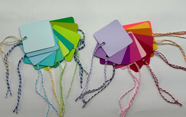 Gift Tags with String: Summer & Everyday Designs, 40-Piece Set Square Solid Colored