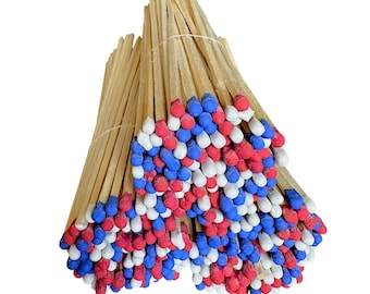 8" Colored Fireplace Matches - Long Safety Matches, Refill Bundle
