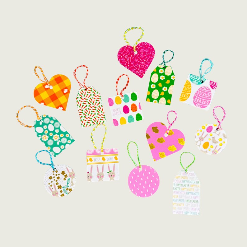 Gift Tags with String: Summer & Everyday Designs, 40-Piece Set Easter