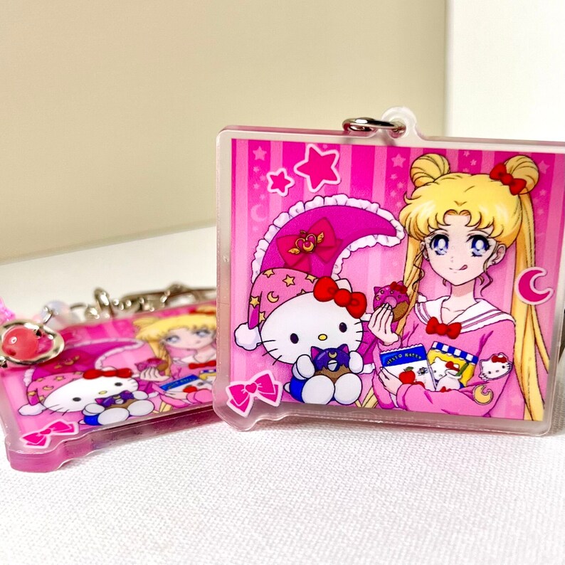 Portachiavi Hello Kitty E Sailor Moon – Figure Collezionabili, Multicolore, Unisex, Nuovo! - Foto 4
