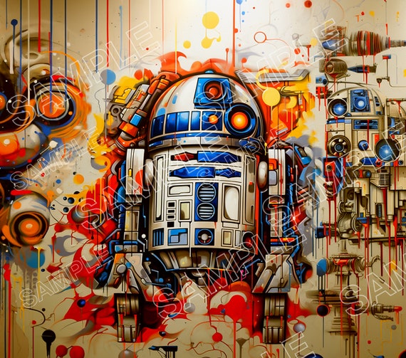 Autocollant Mural R2D2 Star Wars - Vinyle Déco Facile à Poser - Design Les Derniers Jedi