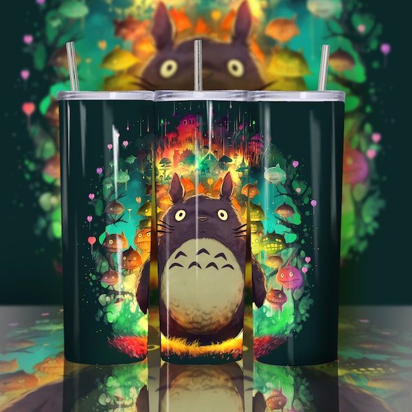 My neighbor Totoro anime skinny tumbler wrap png Miyazaki beautiful sweet cartoon 20 oz personal gift Sublimation Design