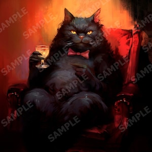 Black cat poster digital wall art Master and Margarita kot Begemot Behemoth Mikhail Bulgakov Print