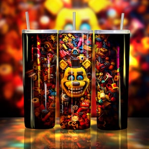 Evil toys Teddy bear Five nights at Freddy&#39;s Fazbear Creepy style Digital art tumbler full wrap 20 oz personal gift Sublimation Design