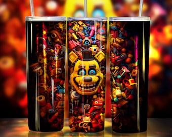 Evil toys Teddy bear Five nights at Freddy&#39;s Fazbear Creepy style Digital art tumbler full wrap 20 oz personal gift Sublimation Design
