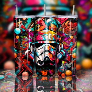Stormtrooper Star Wars Digital art for your original skinny tumbler full wrap 20 oz personal gift Poster Graffiti Style
