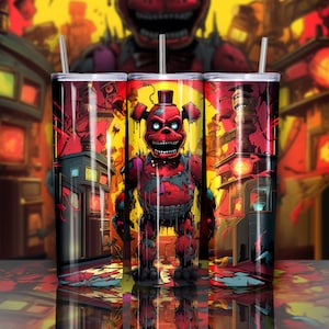 Teddy bear Zombie Five nights at Freddy&#39;s Fazbear Comics style Evil toys Digital tumbler full wrap 20 oz personal gift Sublimation Design