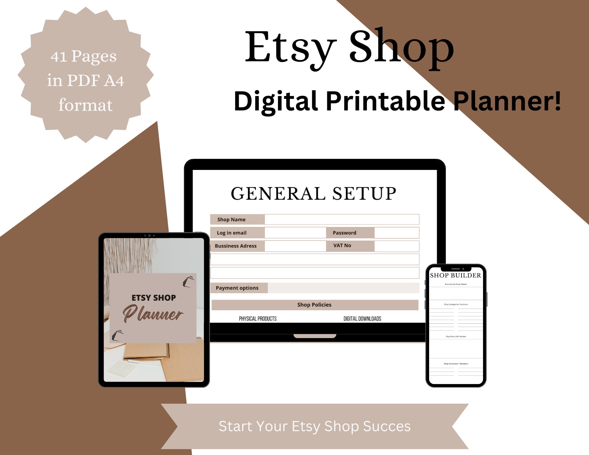 Etsy Shop Planner Printable Etsy Business Plan Etsy Seller Planner