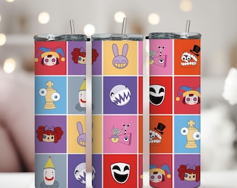 Vaso de 20 oz con personajes de circo: Diseño de dibujos animados (descarga digital PNG)