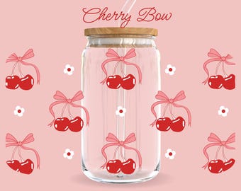 Coquette Cherry Libbey 16oz Glass Can Wrap: Spring Fruits PNG (Digital Download)