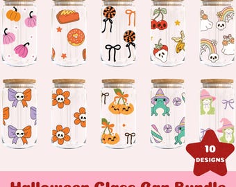 Spooky Halloween Glass Can Wrap PNG, 16oz Libbey Wrap, Cute Ghost Pumpkin Cup Wrap, Fall Sublimation Design, Instant Download