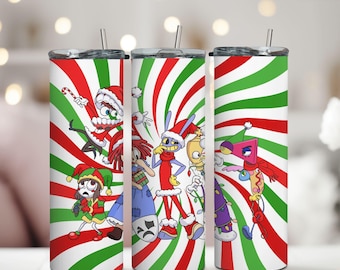 Envoltorio para vaso con personajes de circo navideño, diseño de sublimación (descarga digital)
