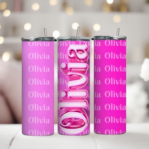 3D Pink Add Your Name Tumbler Wrap, Custom Tumbler, Add Text Tumbler, 20oz Name Tumbler, Text Tumbler Design, Text Tumbler Wrap