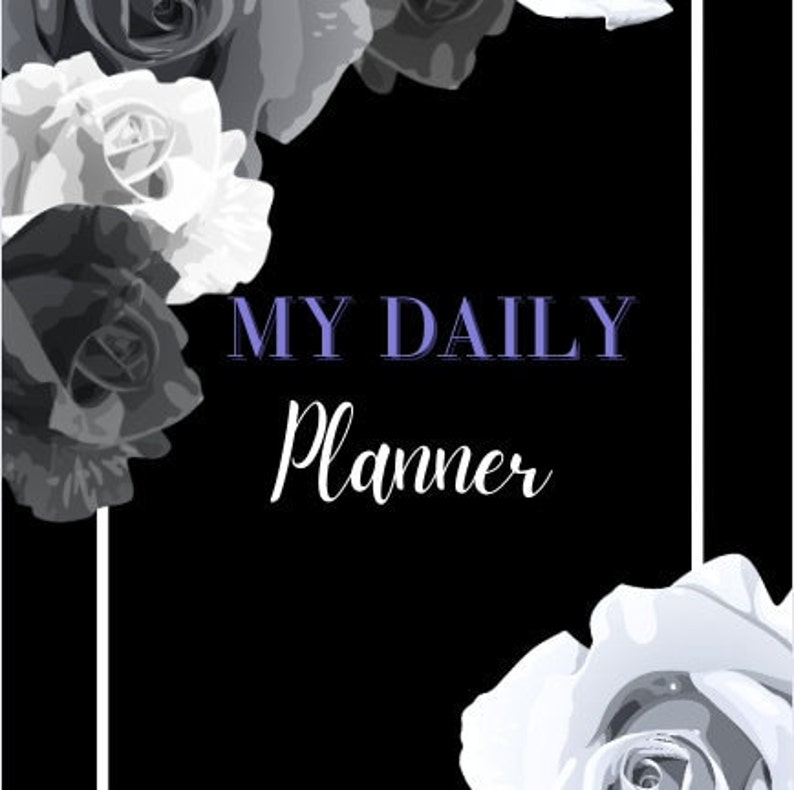 Digital Planner Printable Bundle Black & Purple Rose Theme Daily Weekly ...