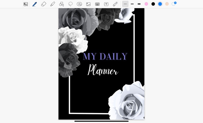 Digital Planner Printable Bundle Black & Purple Rose Theme Daily Weekly ...