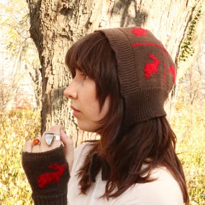 Hand Knit Bunny Bonnet Hat – 100% Merino Wool – Custom Color Rabbit Bonnet – Cozy Winter Hat – Matching Bunny Handwarmers Set Available