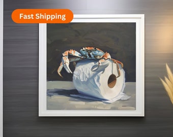 Beachhouse Bathroom Coastal Crab Print
