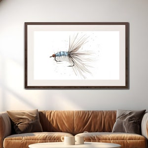 Fly Fishing Art Print, Fishing Lure Painting, Trout Wall Art, Minimalist Fly Fishing Art, Gift For Fisherman, Nautical Wall Art, Trout Lover