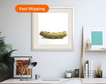 Pickle Print, Digital Download of Pickle, Food Art, Minimalist Kitchen Wall Art, Kitchen Decor, Gift For Pickle Lover, Acrylic Painting