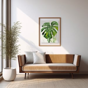 Abstract Monstera Leaf Print, Tropical Greenery Wall Art, Nature-Inspired Home Decor, Plant Lover Gift, Modern Botanical Art, Naturalism