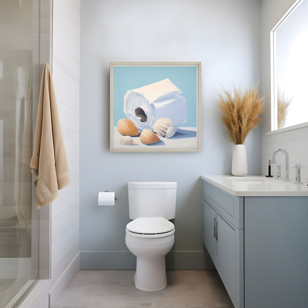 Beach House Bathroom Painting, Coastal Print, Seashell Wall Art ...