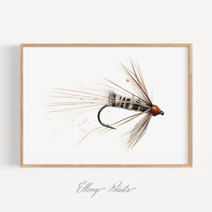 Impression d'art pêche à la mouche, peinture aux leurres de pêche, art mural truite, peinture photo réaliste, cadeau pour pêcheur, art mural nautique, amateur de truite