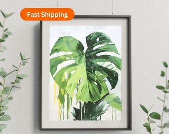 Monstera Leaf Print, Tropical Greenery Wall Art, Nature-Inspired Home Decor,  Plant Lover Gift, Plant Mom, Plant Dad, Naturalism, Minimalist