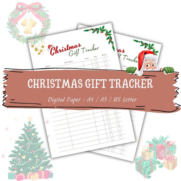 Simple Gift List Tracker, Printable Christmas Gift List,  A4/A5/Letter Size, Holiday Gift List Digital Planner, Digital Gift Tracker