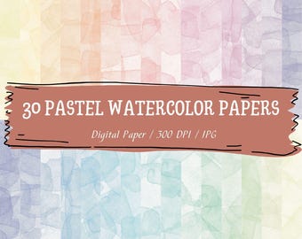 30 digitaal aquarelpapier pastelkleuren: abstracte achtergronden (digitale download)