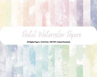 Pastel aquarelpapier: 30 abstracte achtergronden, pastel achtergrond (digitale download)