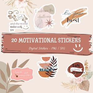 Boho Citazioni ispiratrici Svg Png Bundle, Adesivi motivazionali stampabili, Affermazioni positive PNG, Salute mentale SVG