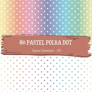 Carta a pois con colori pastello, carta digitale color pastello, carta digitale a pois, pois color pastello su sfondo bianco