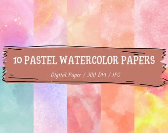 Pastelkleuraquarelpapier: abstracte achtergronden met kleurovergang (digitaal papier)