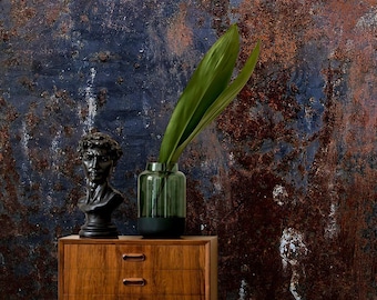 Industrielle Tapete aus rostigem Metall, realistisches Kupfer und Marine Wandbild, Schälen und Aufkleben