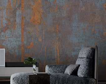 Rusty Metal Wallpaper, Rust Wall Mural, Metal Industrial Peel and Stick Wallpaper