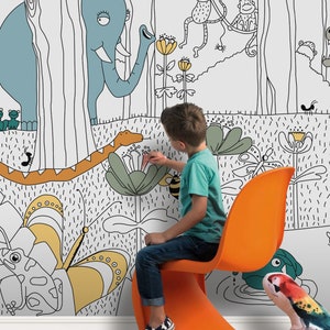 Wandbild zum Ausmalen, Wandbild für Kinderzimmer, Kinderzimmer abziehen und aufkleben