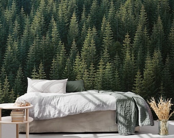 Forest Wallpaper Pine Trees Wall Mural Nature Peel and Stick Wallpaper