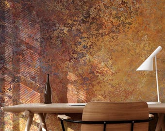 Rust Texture Wallpaper - Rustic Copper Metal Self Adhesive Mural for Industrial Decor