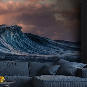 Sea Wallpaper Ocean Wave Wall Mural Dark Nature Peel and Stick ...