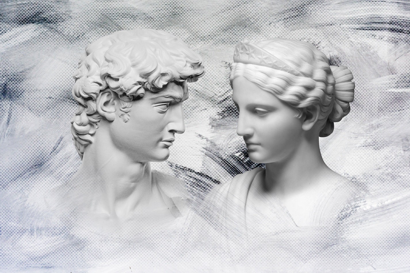 3D Man Woman Wallpaper 3D Statue Art Peel and Stick Grunge Decal Wall ...